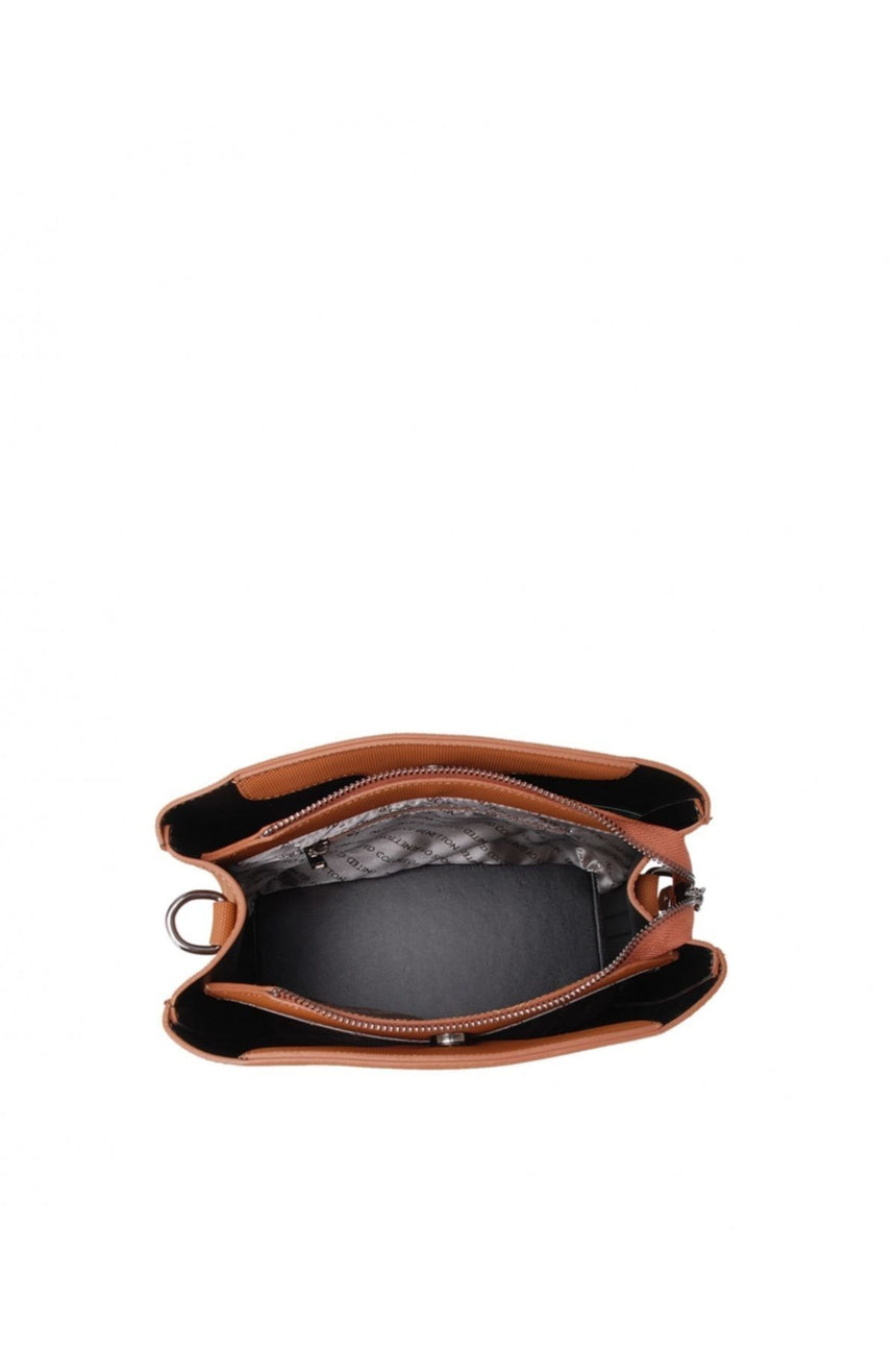 Benetton Üç Bölmeli Çapraz Askılı Kadın Çantası Camel