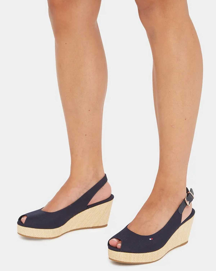 Tommy Hilfiger Iconic Elba Sling Back Wedge Kadın Sandalet Space Blue