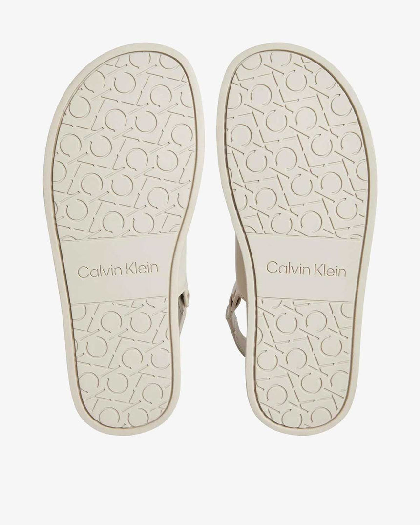 Calvin Klein Flat Sandal Metal Logolu Kadın Sandalet Stony Beige