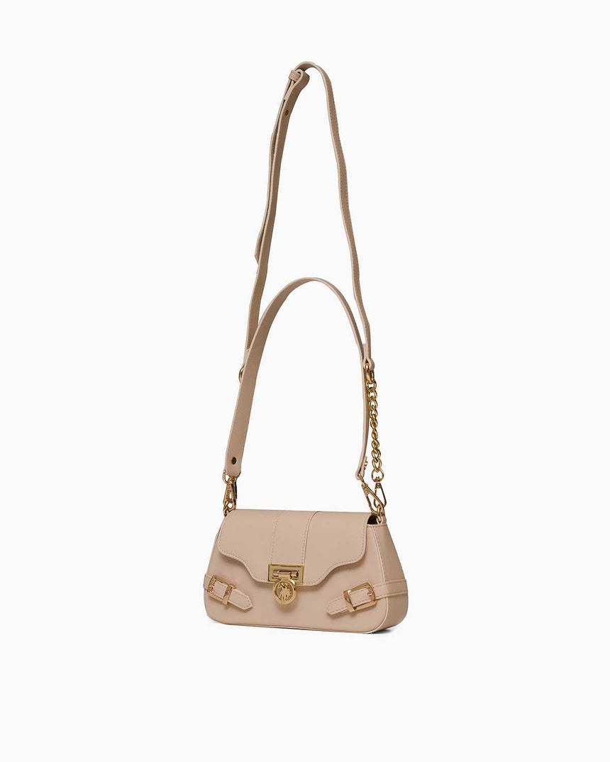 Us Polo Assn Logo Detaylı Çapraz Askılı Çanta Bej