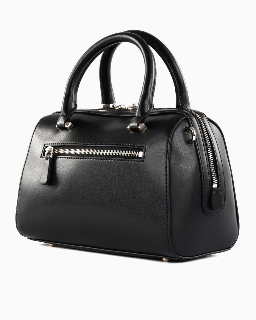 Guess Nelka Box Satchel Şerit Detaylı El Çantası Black