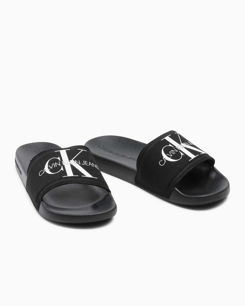 Calvin Klein Slide Monogram Erkek Terlik Black/Bright White