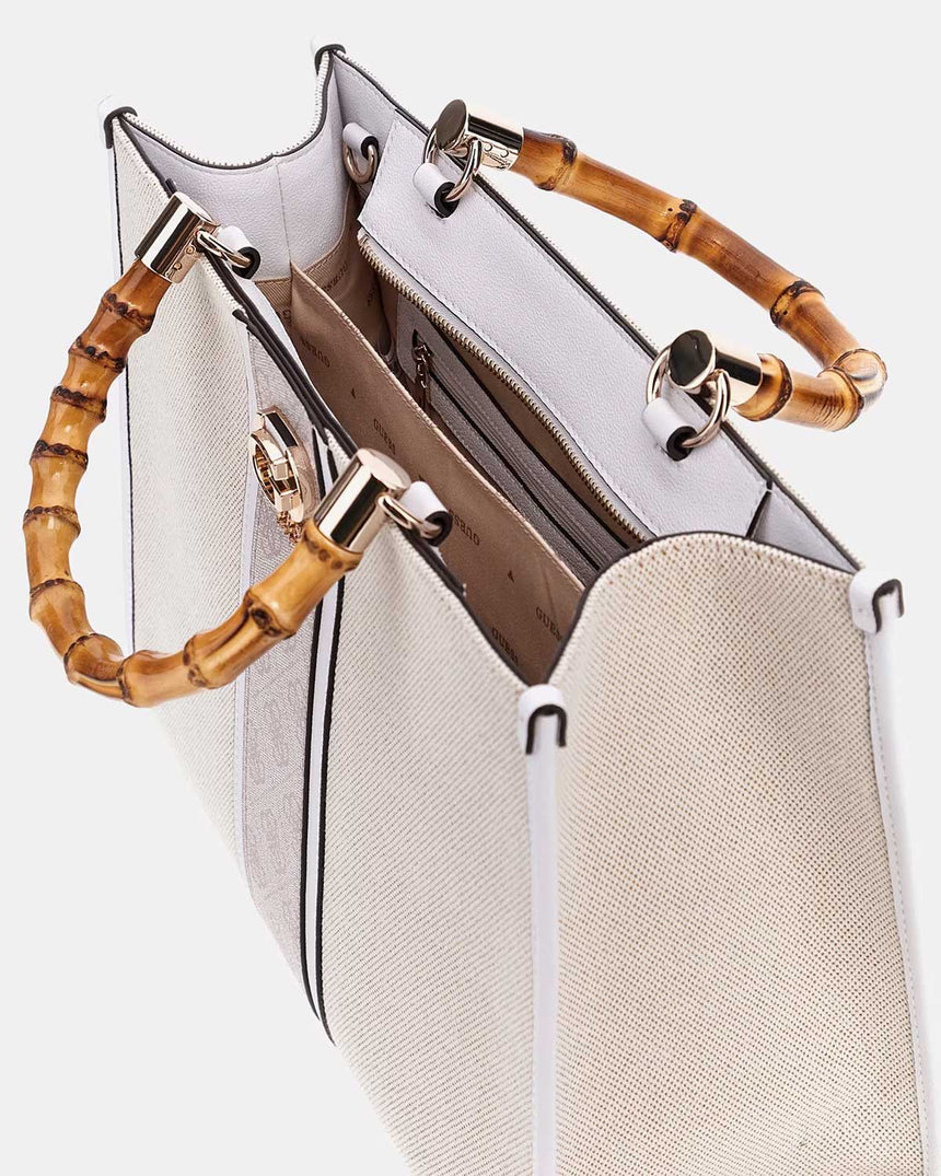 Guess Kerima Bamboo Logolu El Çantası Natural / Dove Logo