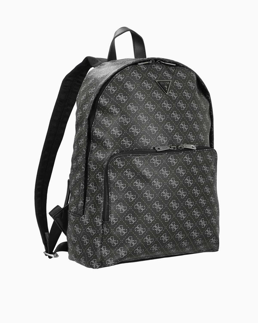 Guess Milano Compact Monogram Desenli Sırt Çantası Dark Black/Orange