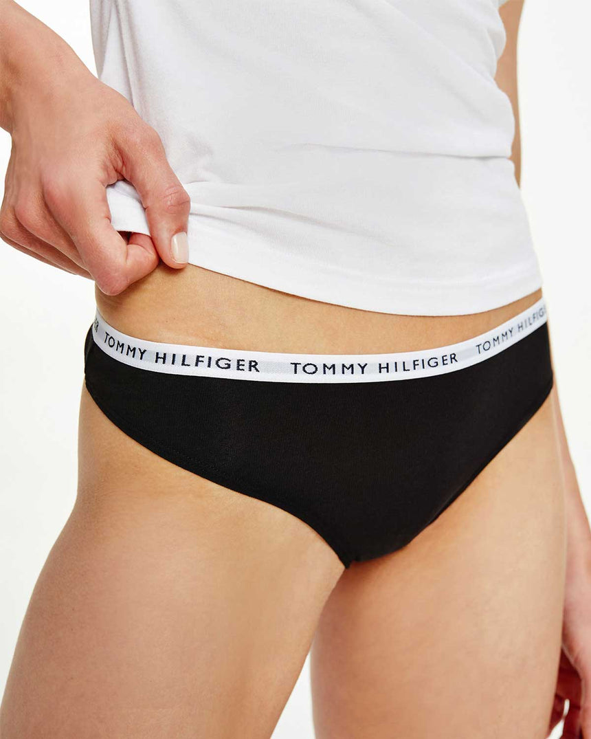Tommy Hilfiger Thong Print 3'lü Kadın Tanga White/Desert Sky/Primary Red
