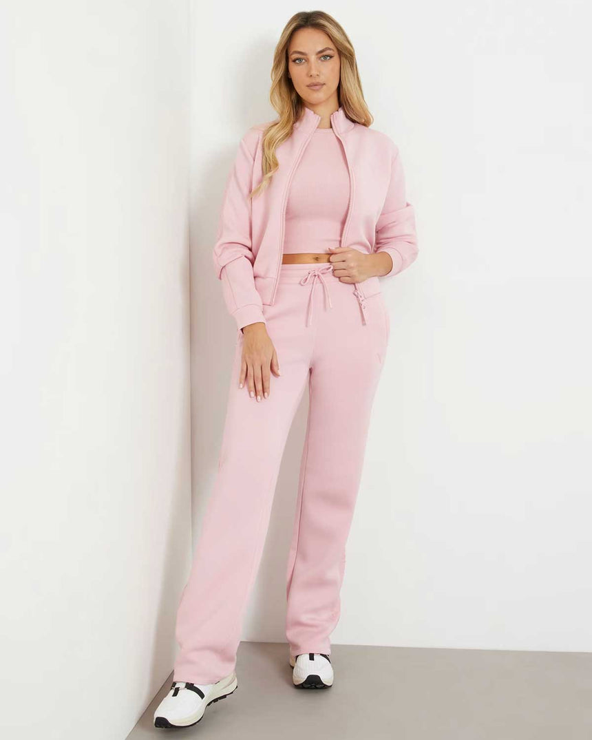 Guess New Allie Logo Şeritli Fermuarlı Sweatshirt Face Powder