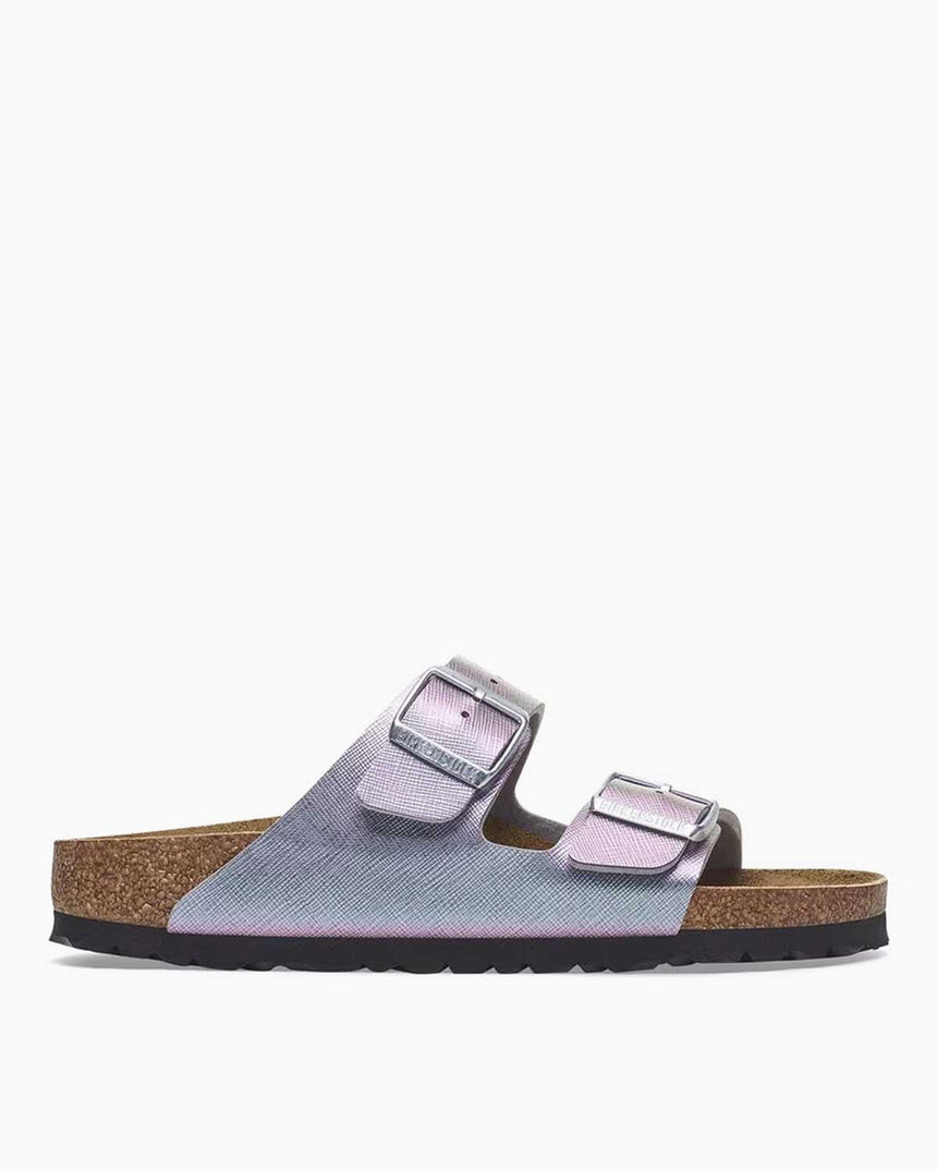 Birkenstock Arizona BF Saffiano Iridescent Çift Bantlı Kadın Terlik Viola