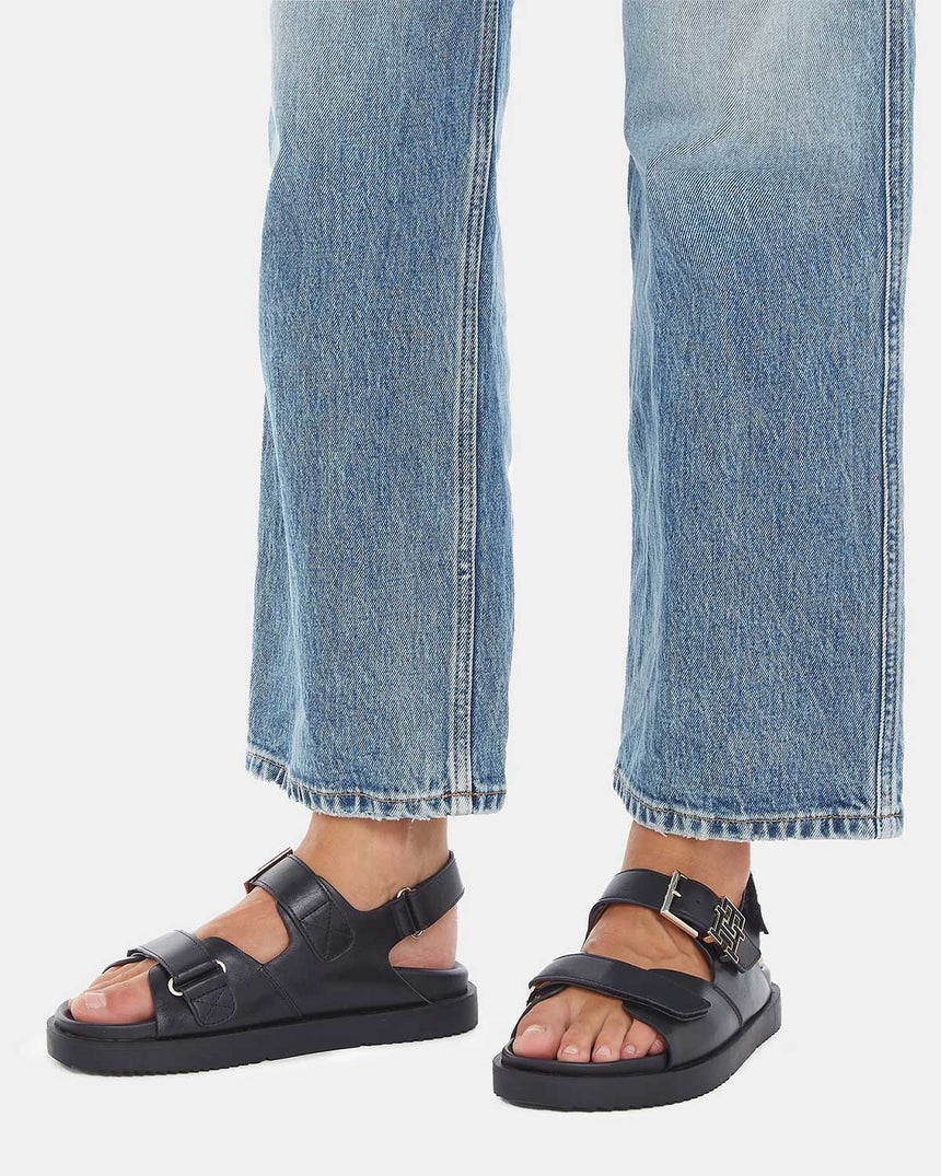 Tommy Hilfiger Hardware Sporty Kadın Deri Sandalet Black