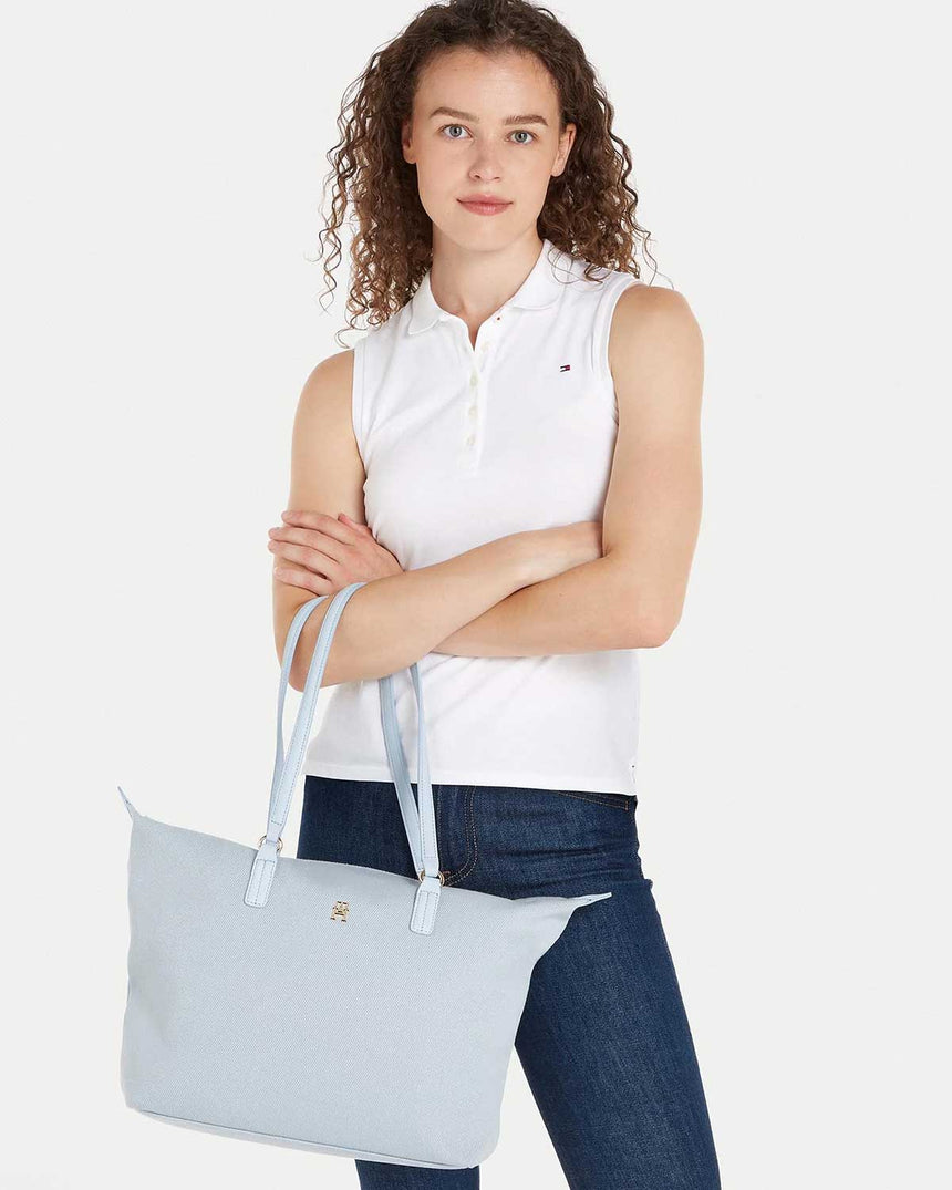 Tommy Hilfiger Poppy Canvas Tote Omuz Çantası Blue