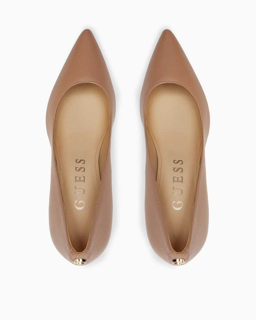 Guess Dabbey Deri Topuklu Stiletto Beige