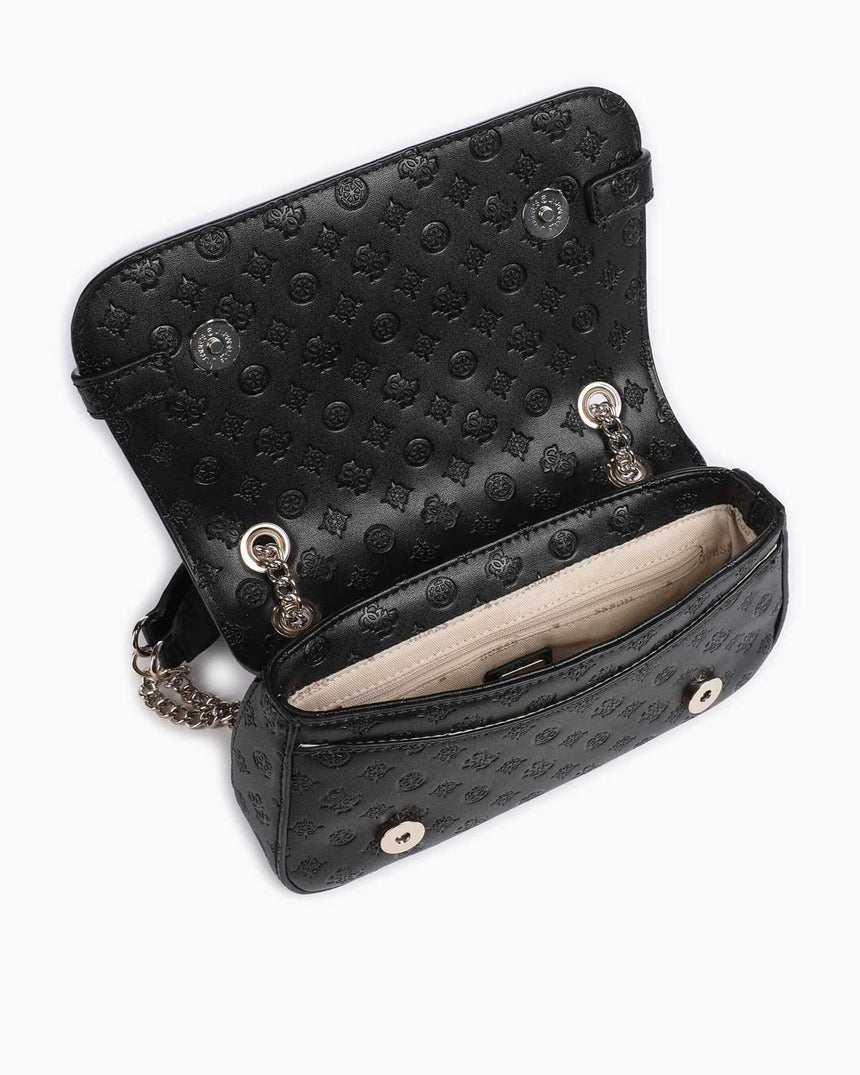 Guess Arlena Convertible Flap Omuz Çantası Black Logo