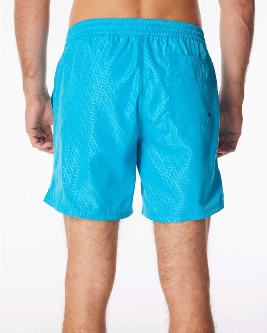 Guess Swimtrunk Bottoms Deniz Şortu Diamond Blue Embossed