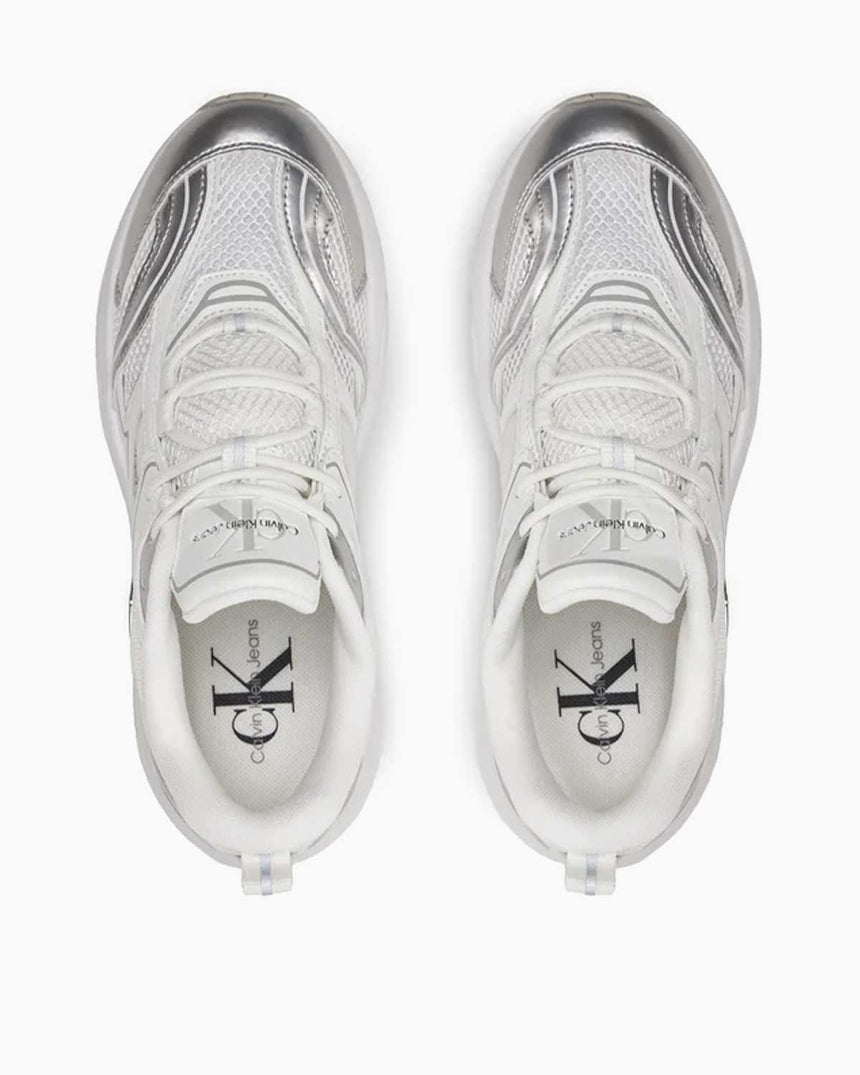 Calvin Klein Retro Tennis Lace Up Sneakers Bright White/Silver