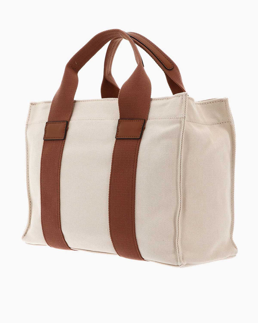 Guess Canvas Small Mini El Çantası Natural Cognac