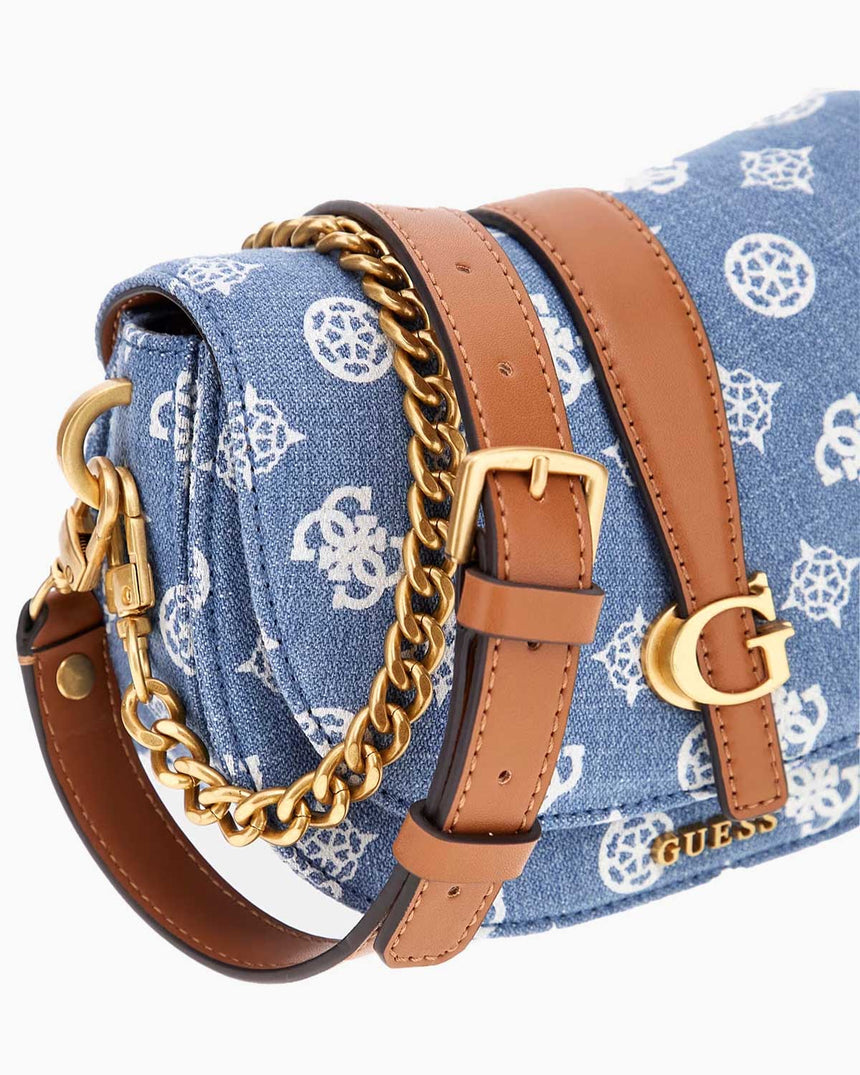 Guess Kuba Top Zincirli Omuz Çantası Denim Logo