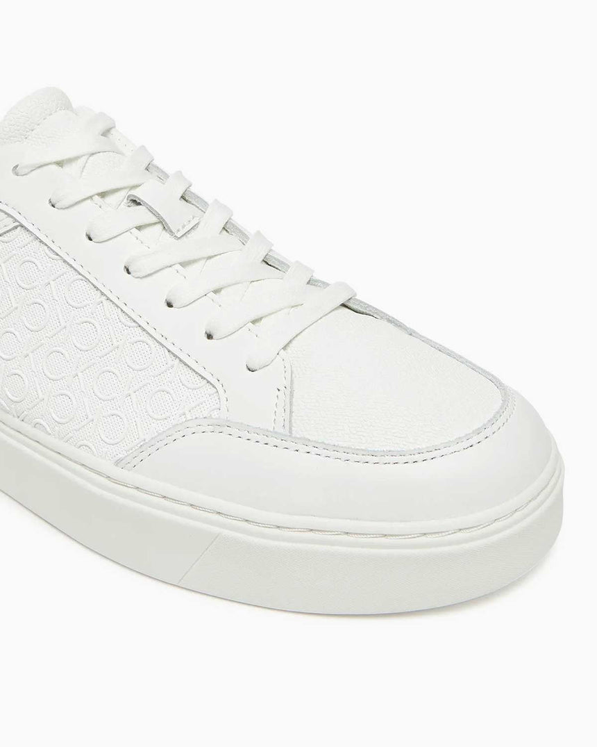 Calvin Klein Düz Taban Monogram Logo Baskılı Erkek Sneaker Triple White Allover