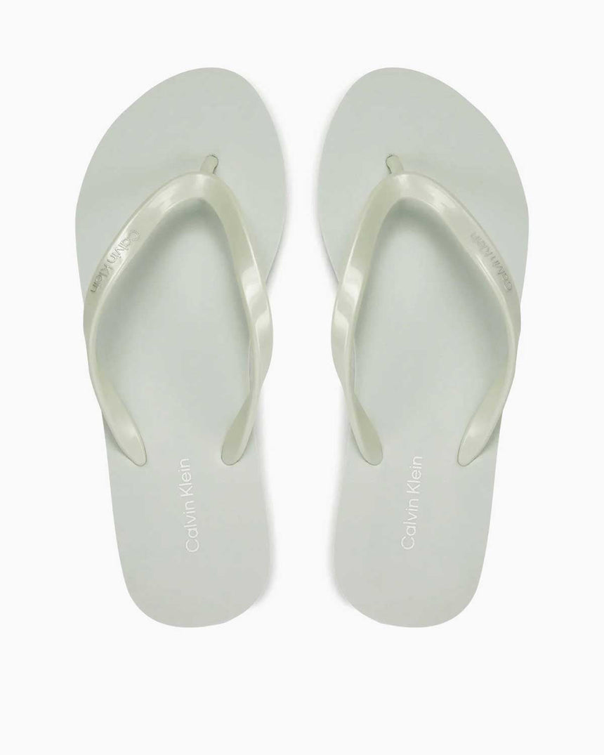 Calvin Klein Flip Flop Deboss Logo Met Kadın Parmak Arası Terlik Milky Green