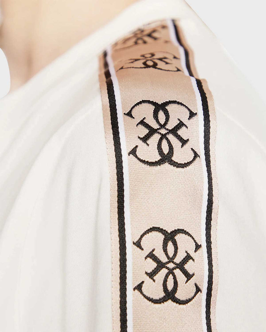 Guess Logo Şeritli Bisiktlet Yaka Tshirt Ocean Salt