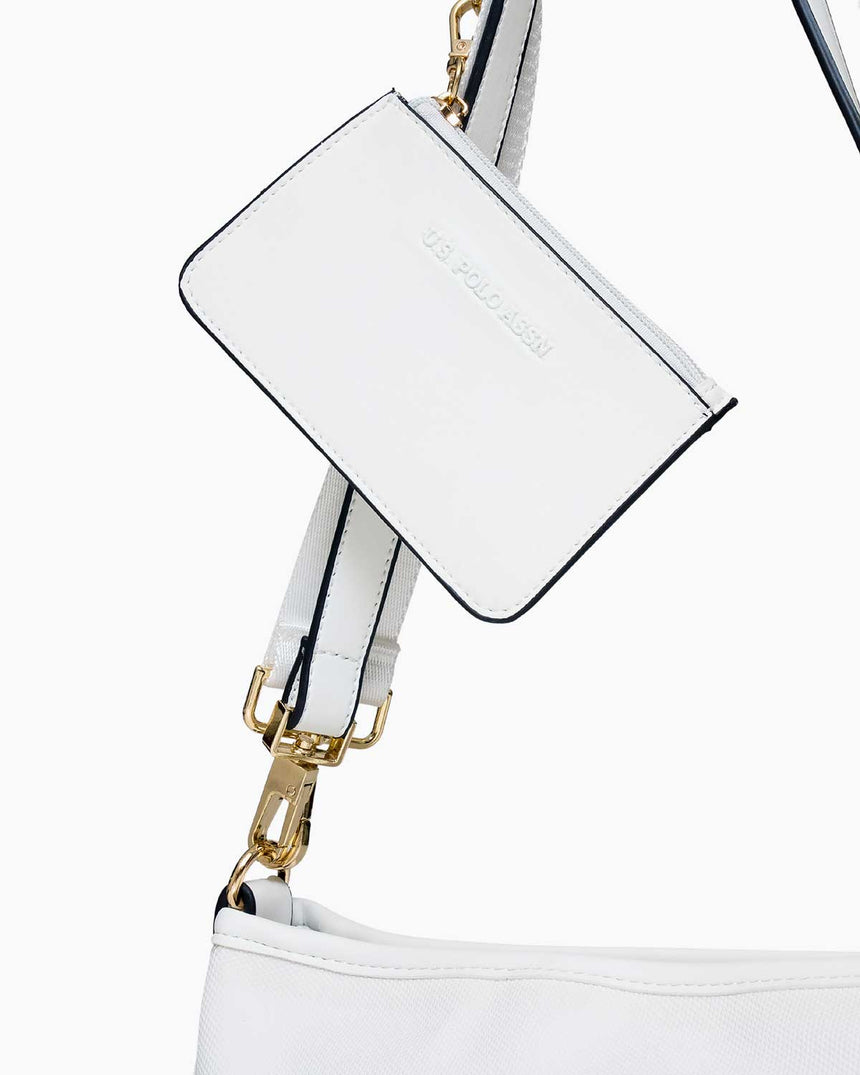Us Polo Assn Mini Cüzdan Detaylı Omuz Çantası Beyaz