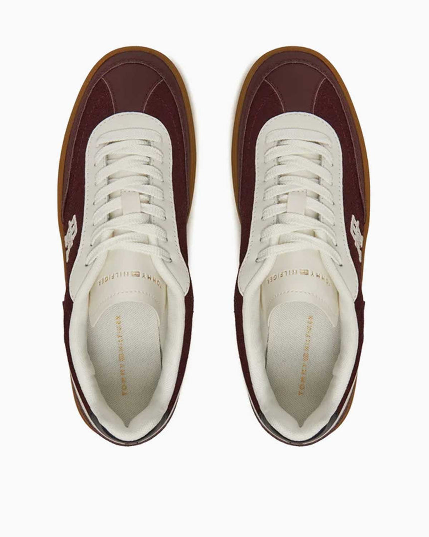 Tommy Hilfiger Heritage Logolu Sneaker Burgundy Velvet/Ecru