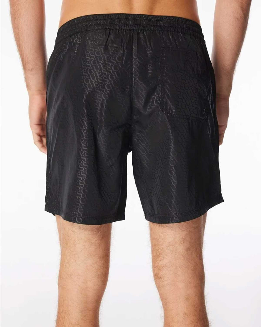 Guess Swimtrunk Bottoms Deniz Şortu Black Embossed Logo