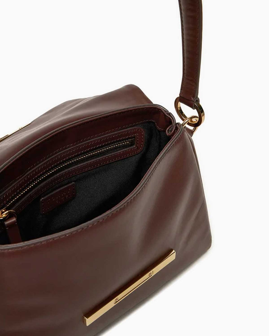 Tommy Hilfiger Plaque Kadın Deri Omuz Çantası Chocolate Brown