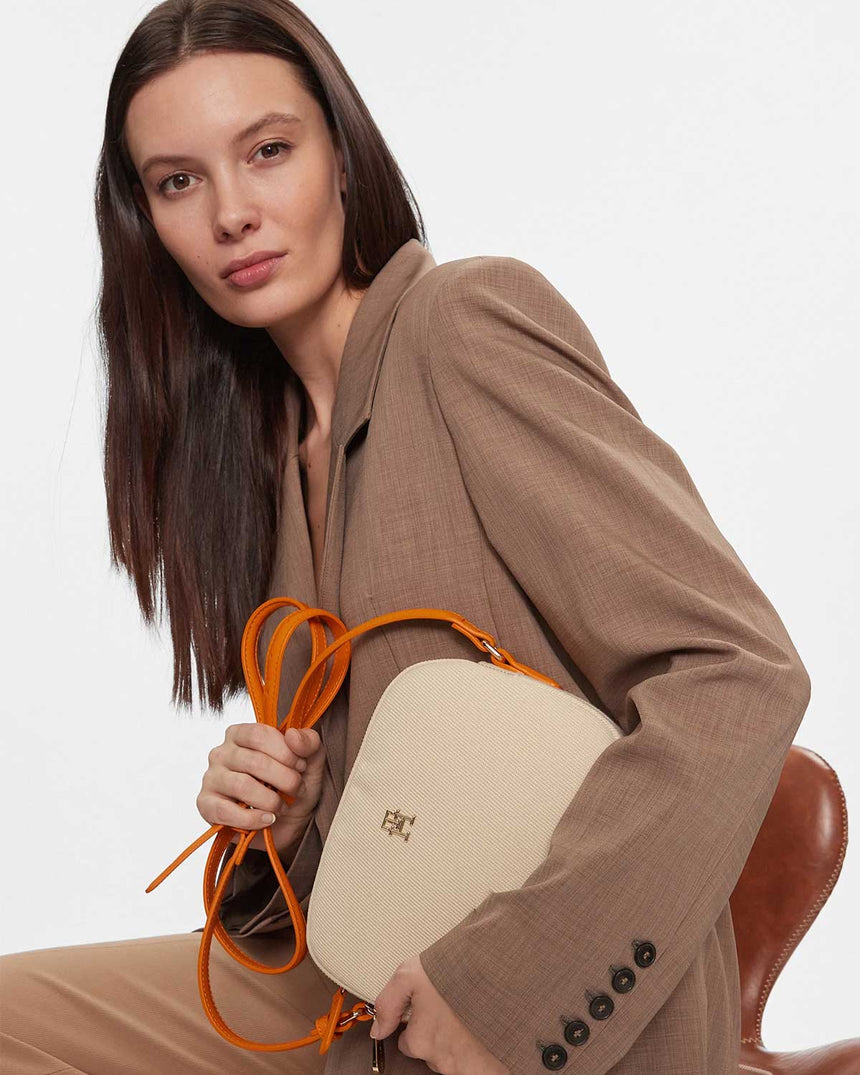 Tommy Hilfiger Poppy Canvas Crossover Çapraz Askılı Çanta Rich Ochre/Natural Canvas