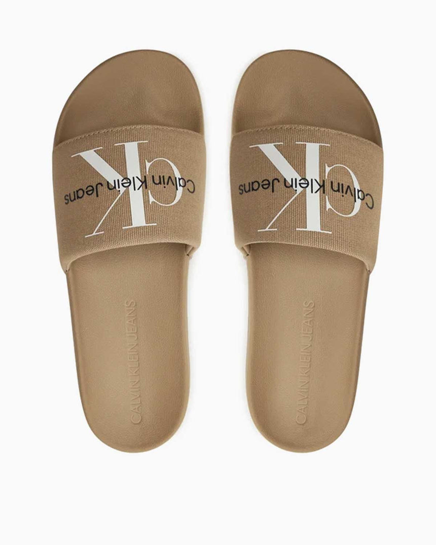 Calvin Klein Slide Monogram Erkek Terlik White Pepper/Bright White