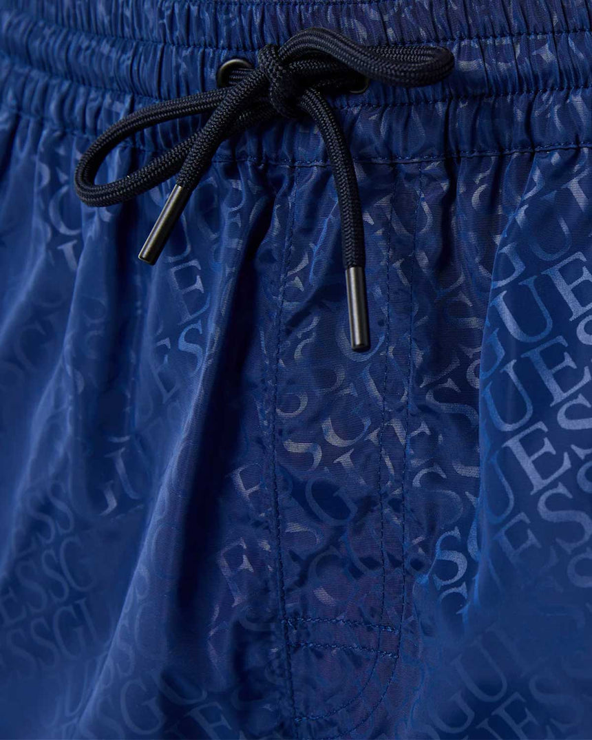 Guess Swimtrunk Bottoms Deniz Şortu Blue Embossed Logo
