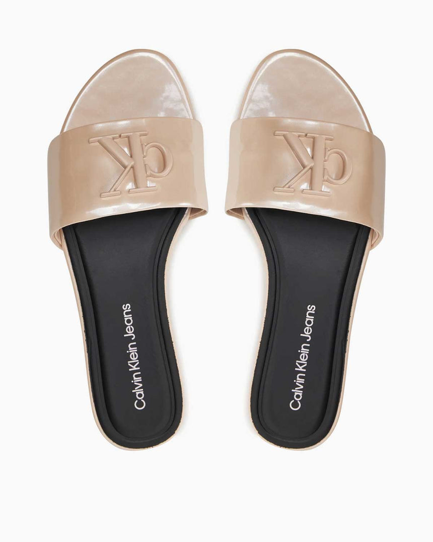 Calvin Klein Flat Logolu Sandalet Beige