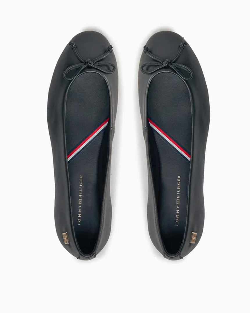 Tommy Hilfiger Essential Leather Ballerina Kadın Ayakkabı Black