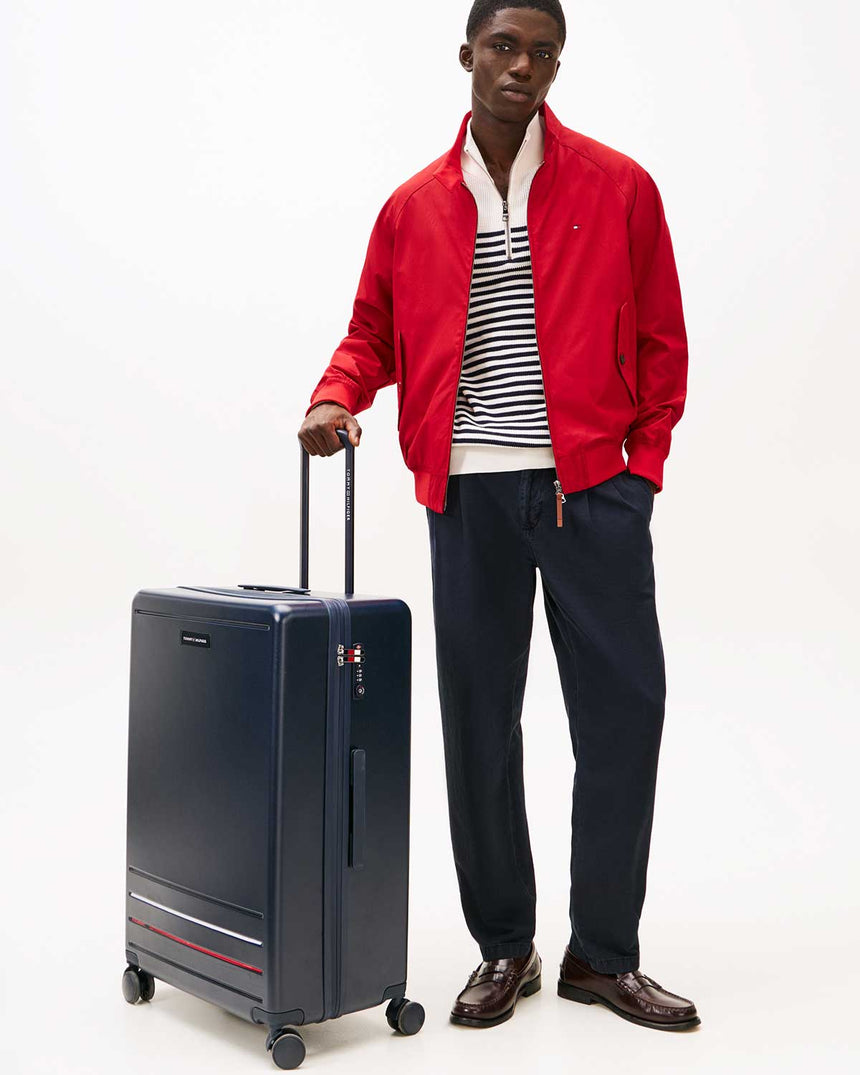 Tommy Hilfiger Luggage Suitcase Checked Büyük Boy Valiz Space Blue