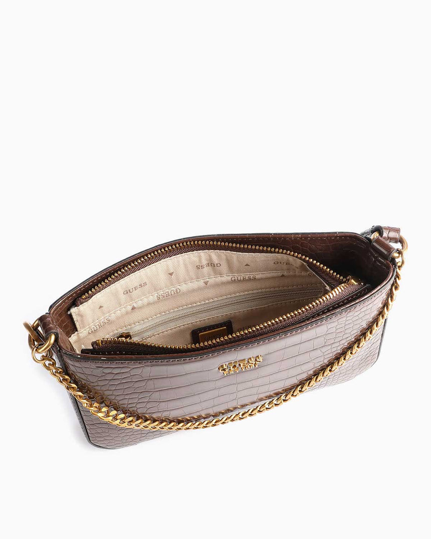 Guess Katey Croc Mini Top Kadın Omuz Çantası Brown