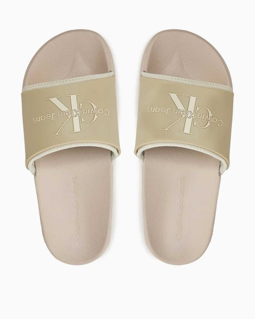 Calvin Klein Slide Monogram Tpu Ml Wn Kadın Terlik Eggshell/Creamy White