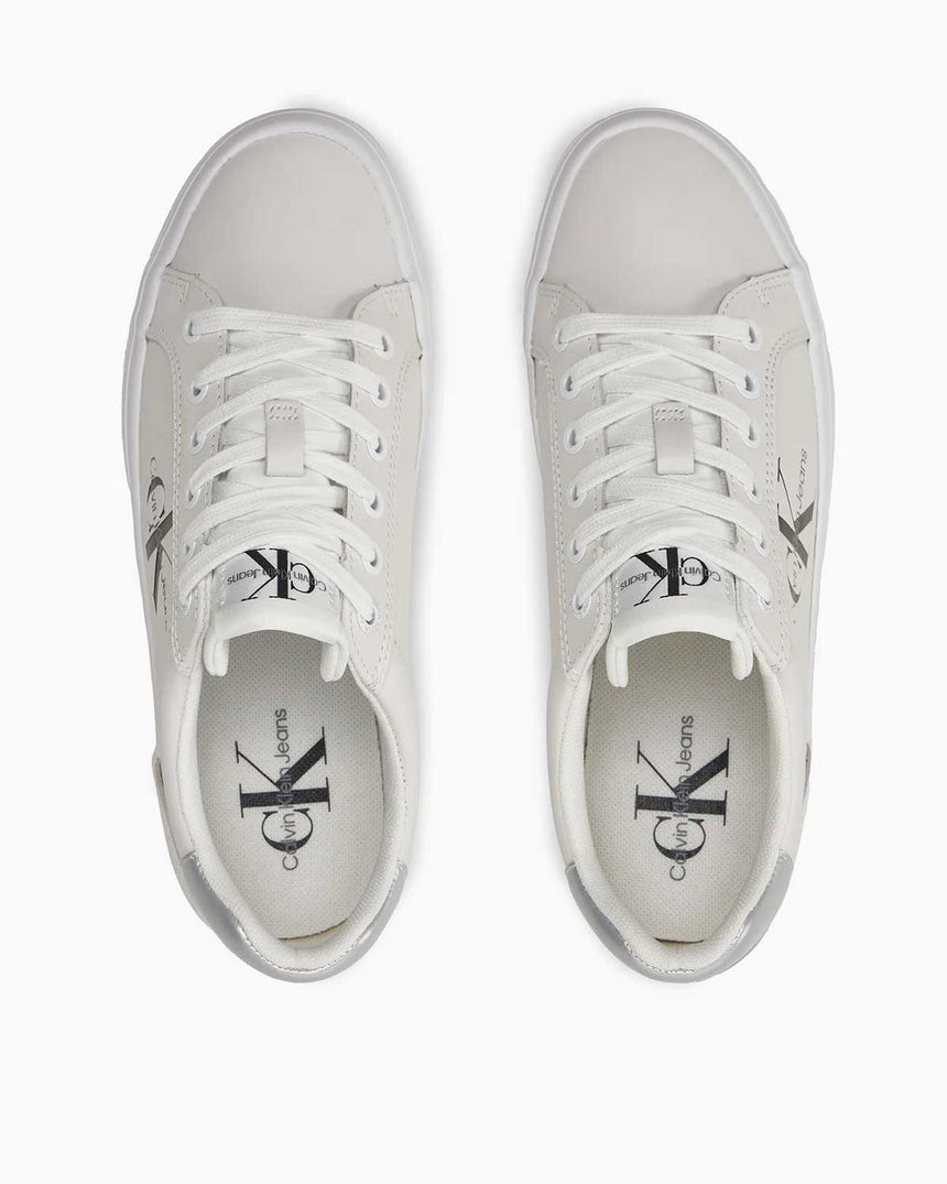 Calvin Klein Flatform Lace Up Sneakers Bright White/Silver