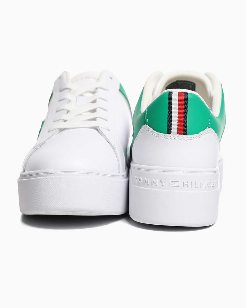 Tommy Hilfiger Platform Court Sneaker White/Olympic Green