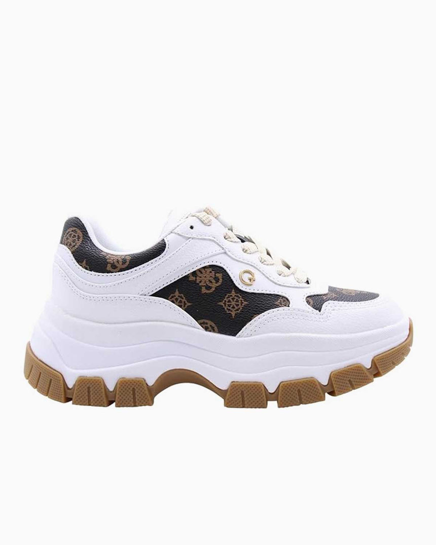 Guess Logolu Kalın Tabanlı Sneaker White Brown