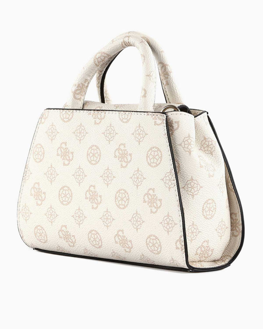 Guess Nelka Mini Satchel El Çantası Cream Logo