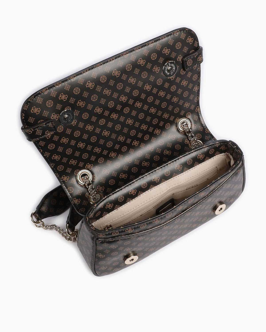 Guess Eliette Flap Logo Omuz Çantası Mocha Logo