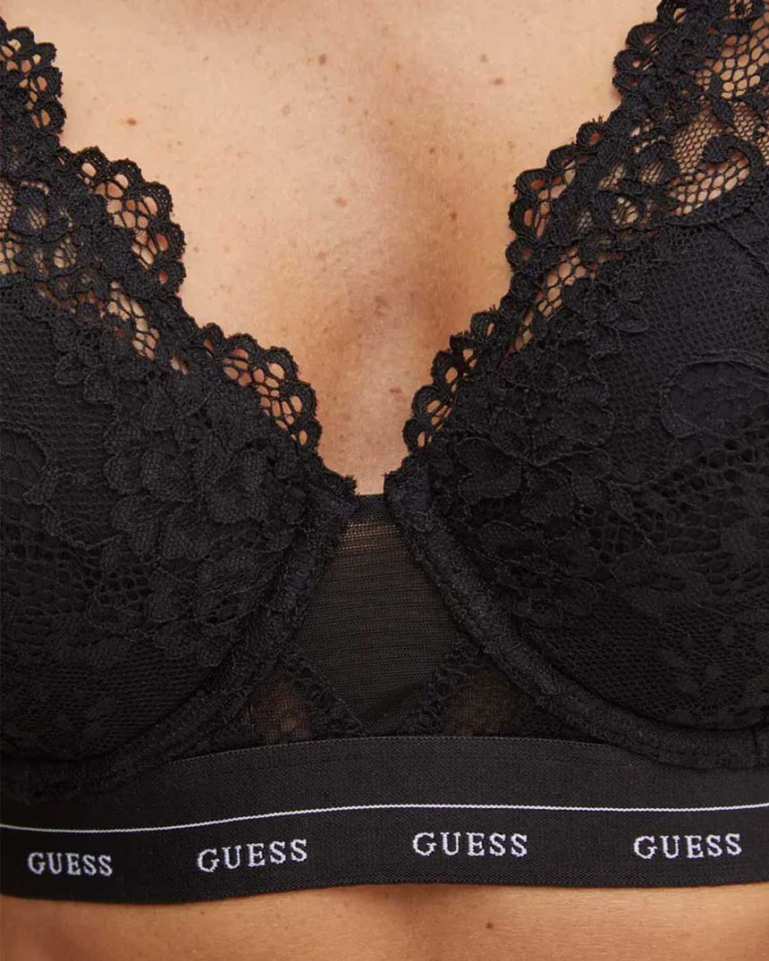 Guess Jane Padded Logo Yazı Detaylı Sütyen Jet Black A996