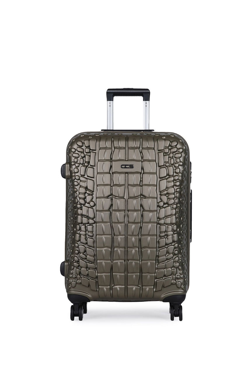 ÇÇS Kroko Kabartma Doku Orta Boy Valiz Yeşil