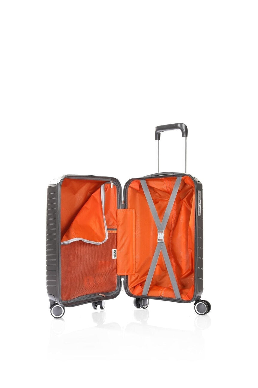 ÇÇS Diagonal Çizgili 55 cm Kabin Boy Valiz Antrasit