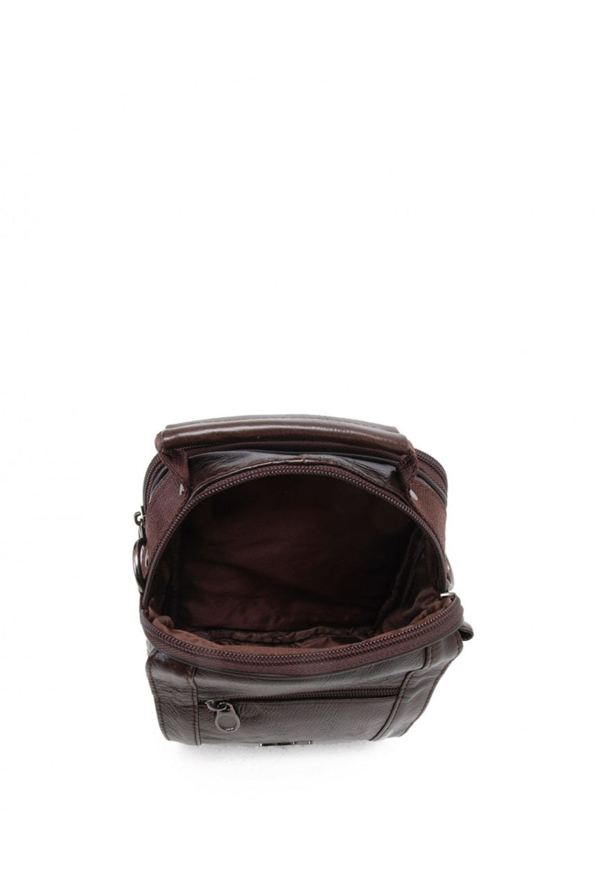 ÇÇS Kapaklı Tasarım Mini Çapraz Askılı Erkek Çantası Brown