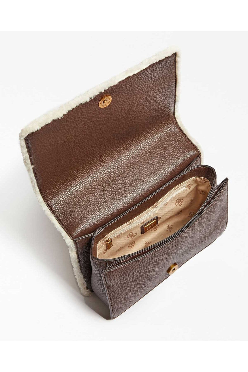 Guess Abey Crossbody Flap Kadın Çantası Chocolatte