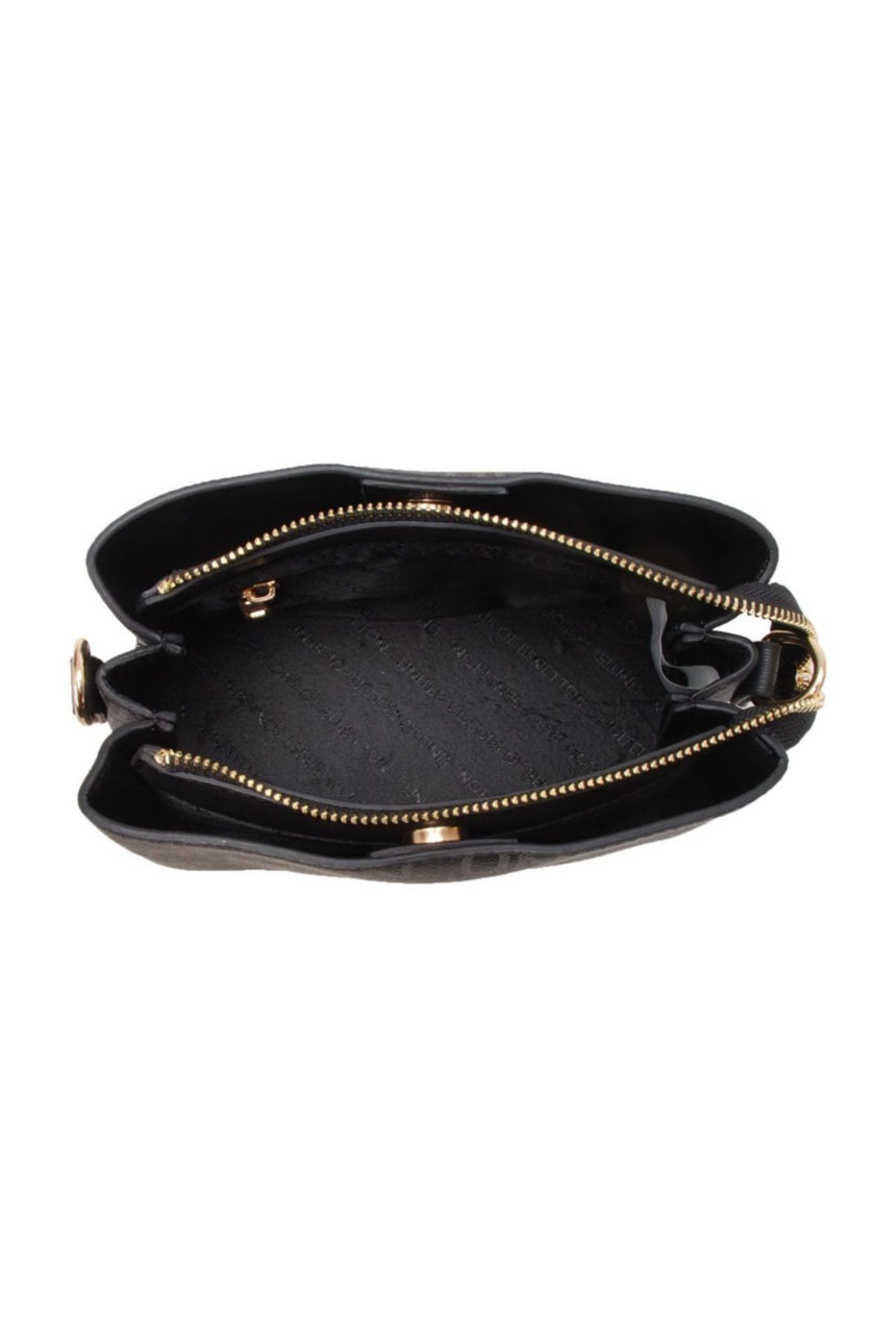 Benetton Çıt Çıtlı Monogram Çapraz Askılı Kadın Çantası Siyah