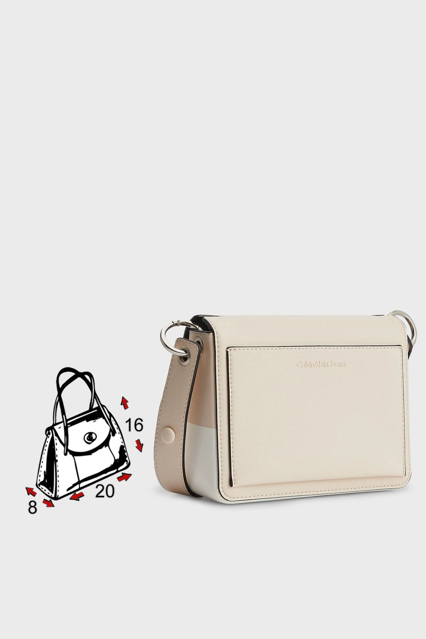 Calvin Klein Logo Crossbody Bag Tuscan Beige / White