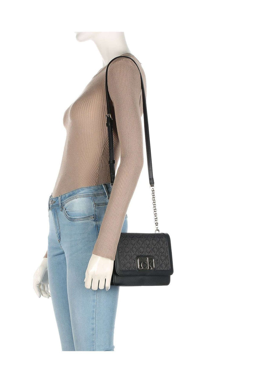 Calvin Klein Flap Shoulder Bag Md J Çapraz Askılı Kadın Çantası Black Mix