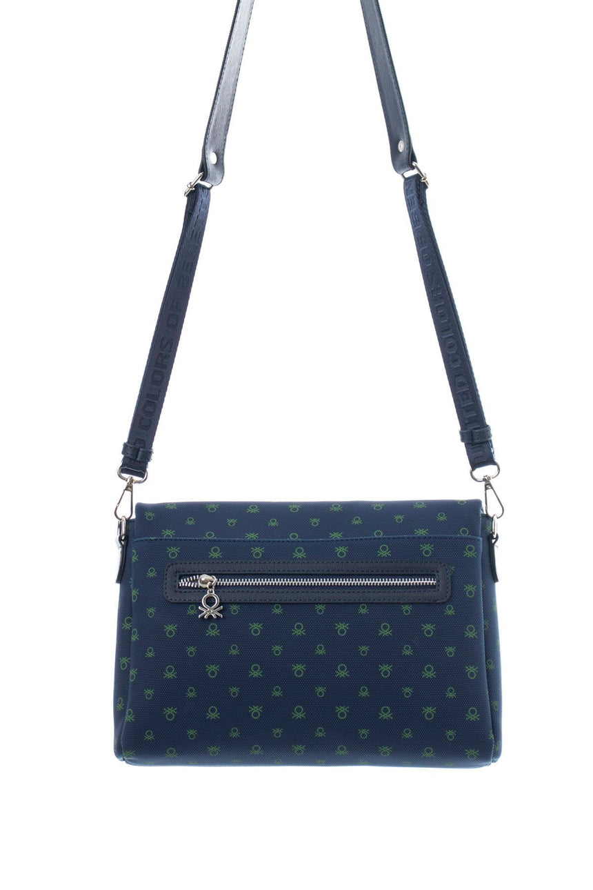Benetton Kapaklı,Mini Logolu Çapraz Askılı Kadın Çantası Lacivert