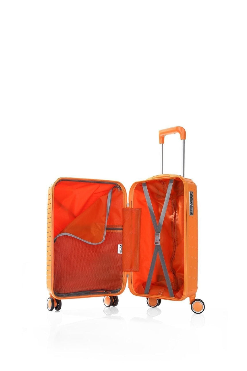 ÇÇS Diagonal Çizgili 55 cm Kabin Boy Valiz Turuncu