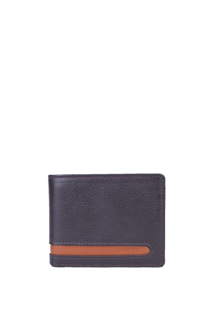 Grande Çift Banknotlu Üç Blok Erkek El Portföyü Kahve